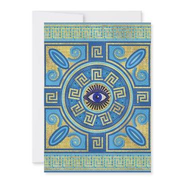 evil eye mosaic tile ornament holiday invitations