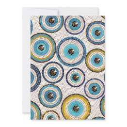 Small Evil Eye Mosaic Tile Pattern Holiday Invitations Front View
