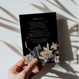 Small Exclusive Gold And Black Floral Wedding Info Invitations Front View