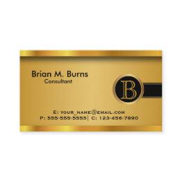 Small Executive Black Gold | Diy Monogram Business Invitations Front View