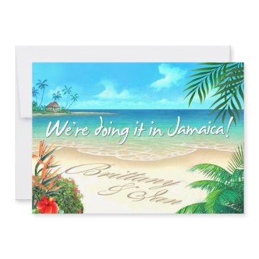 exotic beach jamaican wedding get names in sand invitation