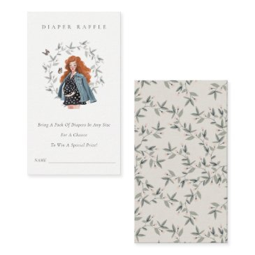 expectant women foliage diaper raffle baby shower enclosure invitations