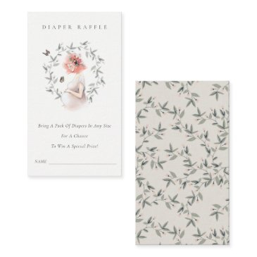 expectant women foliage diaper raffle baby shower enclosure invitations