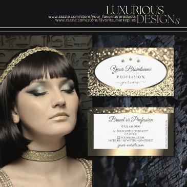 exquisite gold sparkling glitter white with jewels business invitations