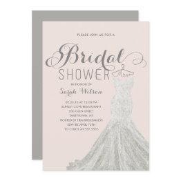 Small Extravagant Dress Blush | Bridal Shower Invitation Front View