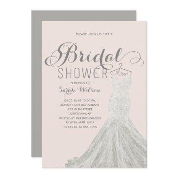 extravagant dress blush | bridal shower invitation