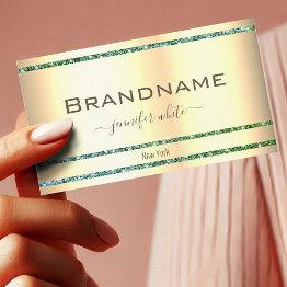 Small Extravagant Gold Effect Teal Glitter Sparkle Stars Business Invitations Front View