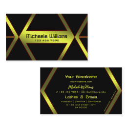 Small Eye Catcher Black Geometric Yellow Shimmer Modern Business Invitations Front View