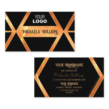eye catcher bright coral black geometric with logo business invitations