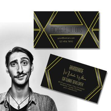 eye catcher geometric black and yellow flashy cool business invitations