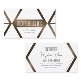 Small Eye Catcher White Geometric Brown Shimmer Modern Business Invitations Front View