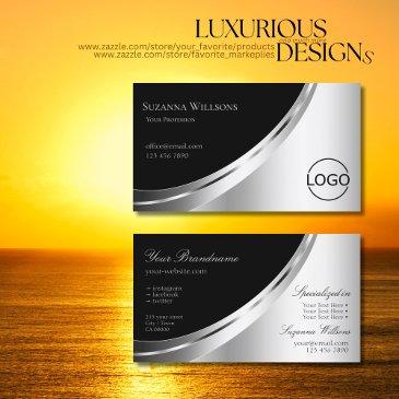 eye catching black and silver glam decor with logo business invitations