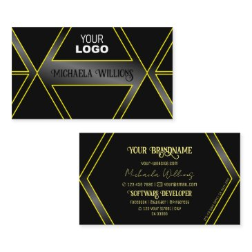 eye catching black and yellow flashy with logo business invitations