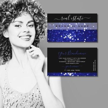eye catching black blue sparkling glitter shimmery business invitations