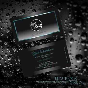 eye catching black white gradient teal frame logo business invitations