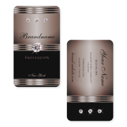 Small Eye Catching Black With Blush Shimmer Rhinestones Business Invitations Front View