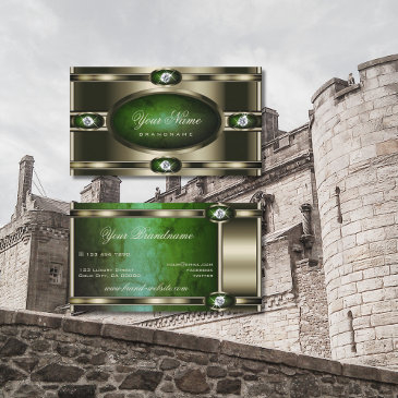 eye catching chrome effect with dark green marble business invitations