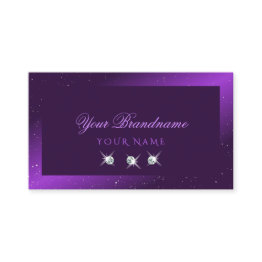 Small Eye Catching Dark Purple Sparkle Diamonds Stylish Business Invitations Front View