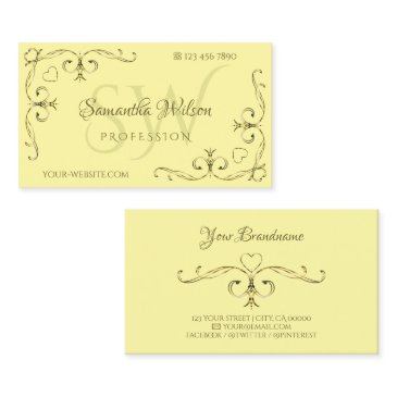 eye catching gold ornate corners on cream initials business invitations