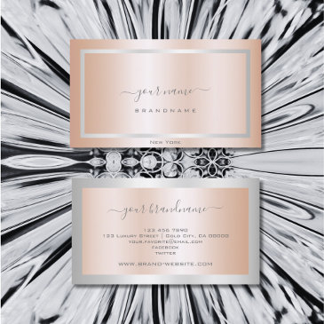 eye catching rose gold effect with silver frame business invitations