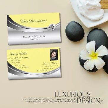 eye catching silver yellow with photo and diamond business invitations