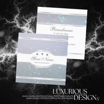 eye catching white light baby blue pearl glitter square business invitations
