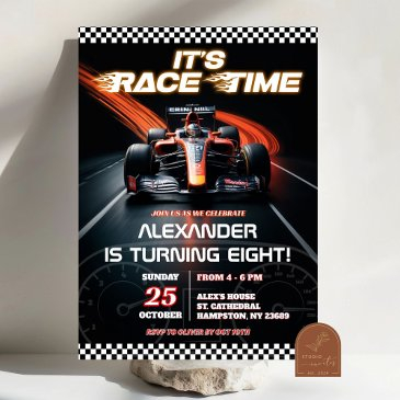 f1 racing red car birthday boy invitation