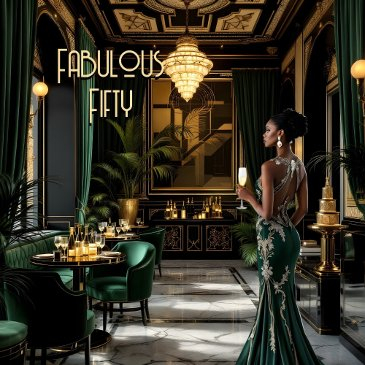 fabulous art deco room ethnic woman green gold invitation