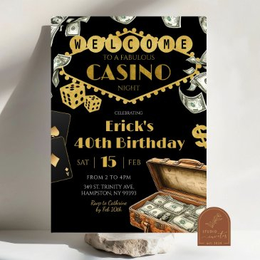 fabulous casino night 40th 50th adult birthday invitation