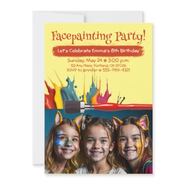 facepainting girl's birthday party invitation