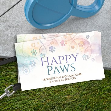 faded pastel watercolor paw prints business invitations