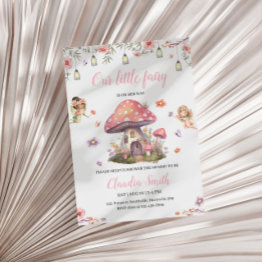 Small Fairy Baby Shower Pink Lavender Flower Invitation Front View