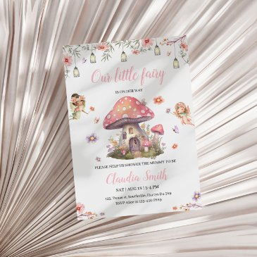 fairy baby shower pink lavender flower invitation