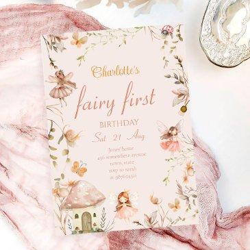 fairy mushroom cottage boho watercolor birthday invitation