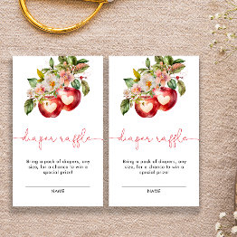 Small Fall Apple Baby Shower Diaper Raffle Enclosure Invitations Front View