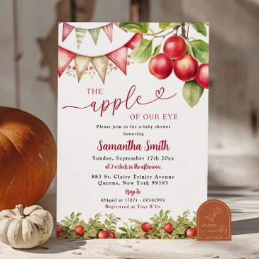 fall apple of our eyes baby shower invitation