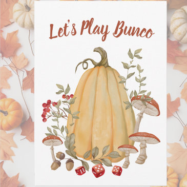 fall autumn floral pumpkin bunco invitation