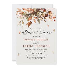 Small Fall Autumn Leaves Rustic Country Rehearsal Dinner Invitation Front View