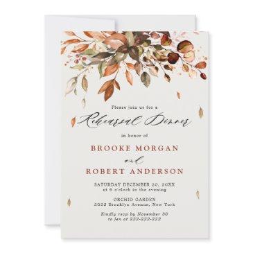 fall autumn leaves rustic country rehearsal dinner invitation