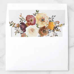 Small Fall Blooms Envelope Liner Wedding Invitation A200 Front View