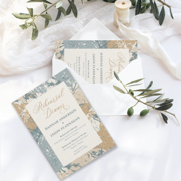 fall colors caramel slate rehearsal dinner invitation