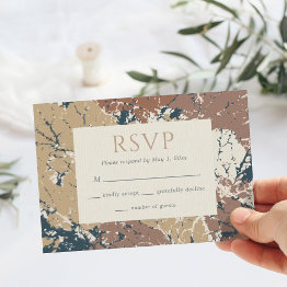 Small Fall Colors Mauve Khaki Wedding Rsvp Invitations Front View
