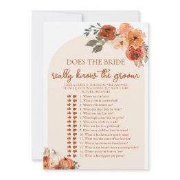 Small Fall Does The Bride Really Know The Groom Game Invitation Front View