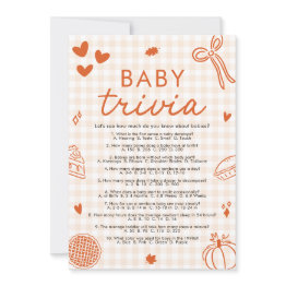 Small Fall Hand Drawn Baby Shower Baby Trivia Game Invitation Front View