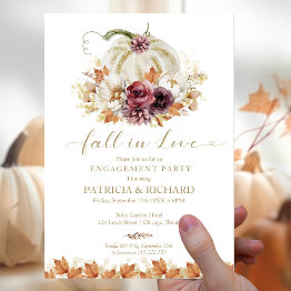 Small Fall In Love Engagement Party Invitation Front View