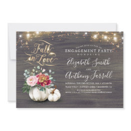Small Fall In Love White Pumpkin Rustic Engagement Party Invitation Front View