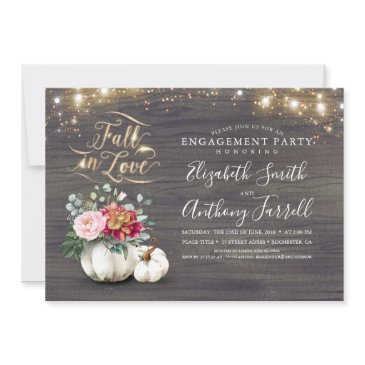 fall in love white pumpkin rustic engagement party invitation