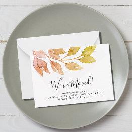 Small Fall Leaves We've Moved Announcement Mini Invitations Front View