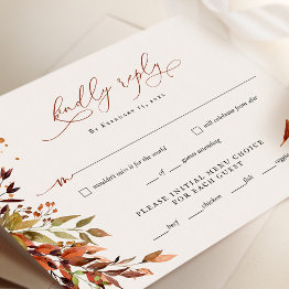 Small Fall Minimalist Script Wedding Rsvp Reply Invitations Front View