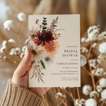 fall rustic floral bridal shower invitation